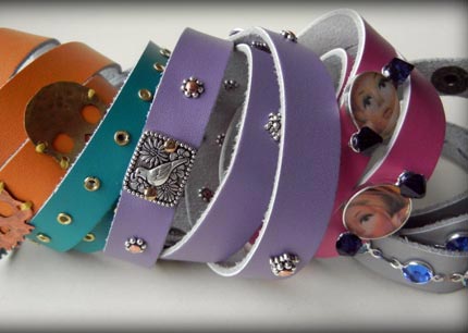 a tutorial on sewing onto leather bracelets.