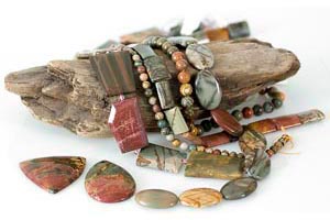 Typical appearance of red creek jasper beads.
