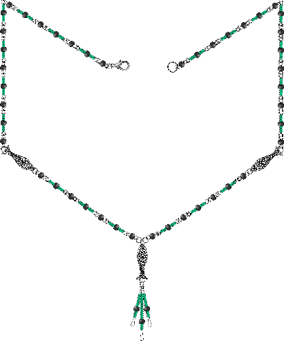 The finished product: Rosary-style linked fish necklace (image courtesy of Rings & Things)