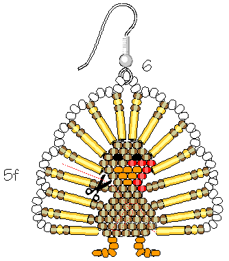 The finished product: Beaded turkey earrings, another free jewelry project from Rings & Things)