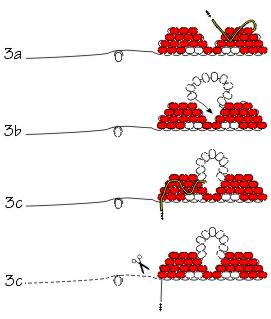 Making the loop on top of a seed-bead heart (courtesy of Rings & Things)