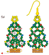 To do a Square Stitch... (beaded christmas-tree earrings project from Rings & Things)